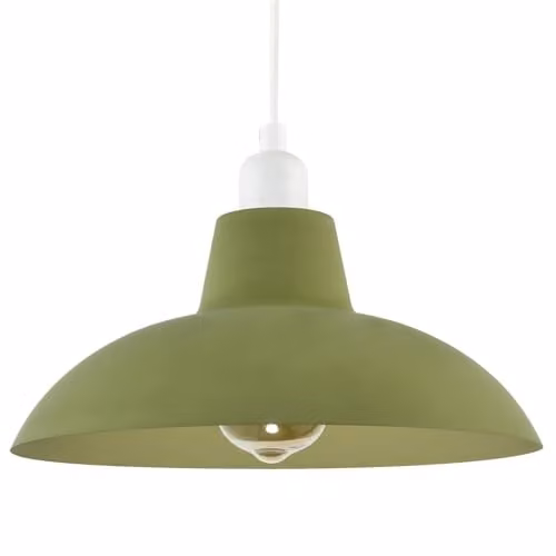 Happy Homewares Industrial Retro Round Metal Ceiling Pendant Light Shade in Green, Diameter: 29 cm – 1