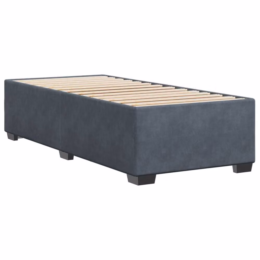 Berkfield Home Single Velvet Upholstered Bed Frame in Dark Grey, W/D/H: 90 x 190 cm – 3