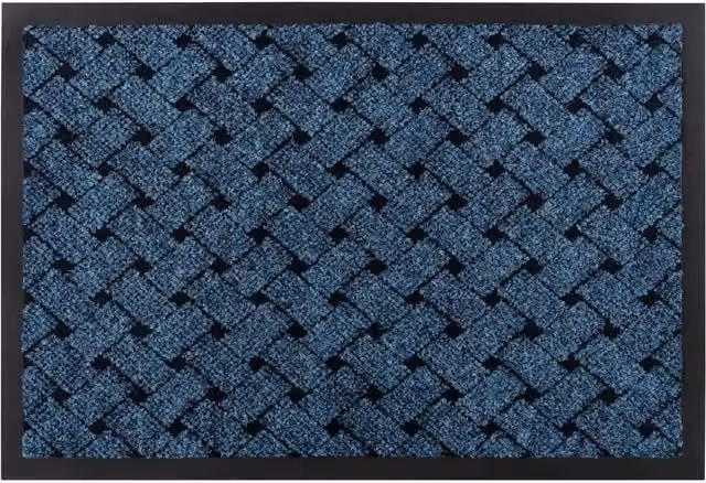 RugsX Vectra Non-Slip Blue Polypropylene Doormat, W: 60 cm, D: 40 cm – 1