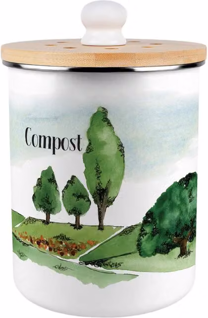 Purely Home British Landscapes Metal Compost Caddy with Flip Lid, 2L, Multicoloured