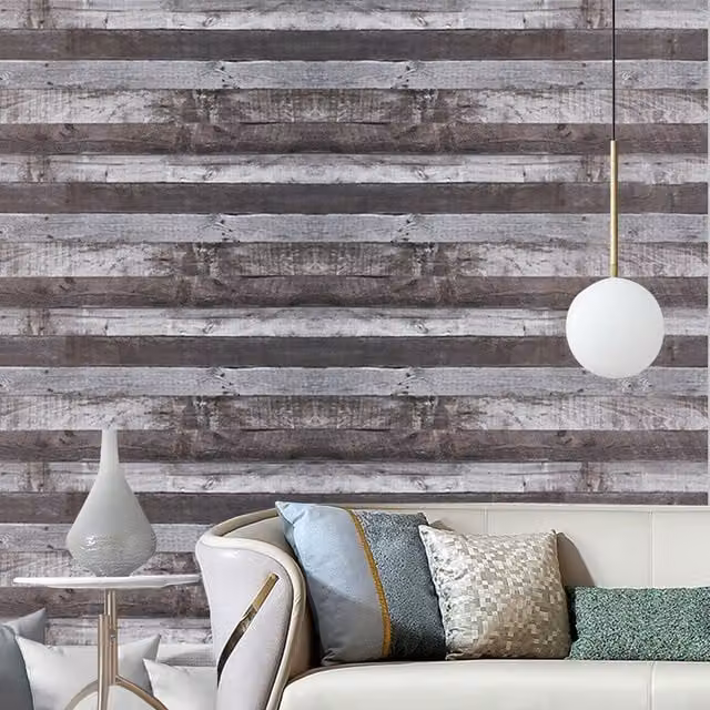 Lifeideas Self-Adhesive Rustic Brown Wood Look PVC Vinyl Wallpaper Roll