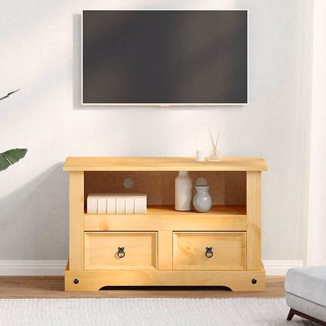 Berkfield Home Corona Range Mexican Pine TV Cabinet in Brown, W/D/H: 91 x 43 x 56 cm
