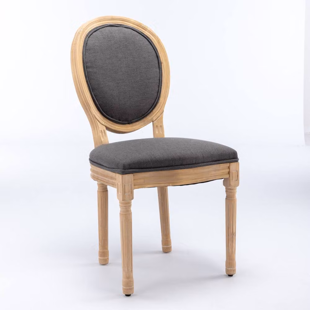 HomeTouch Set of 6 French Style Grey Linen Fabric Kitchen and Dining Chairs – 2