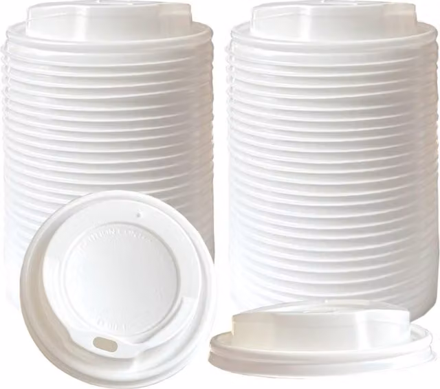 ECONX Disposable White Sip Through Lids for 80mm Coffee Paper Cups