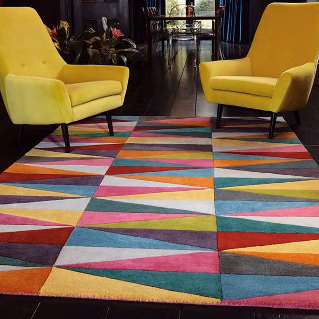 The Rug Shop UK Handmade Multicolour Geometric Wool Area Rug, W: 200 cm, D: 300 cm