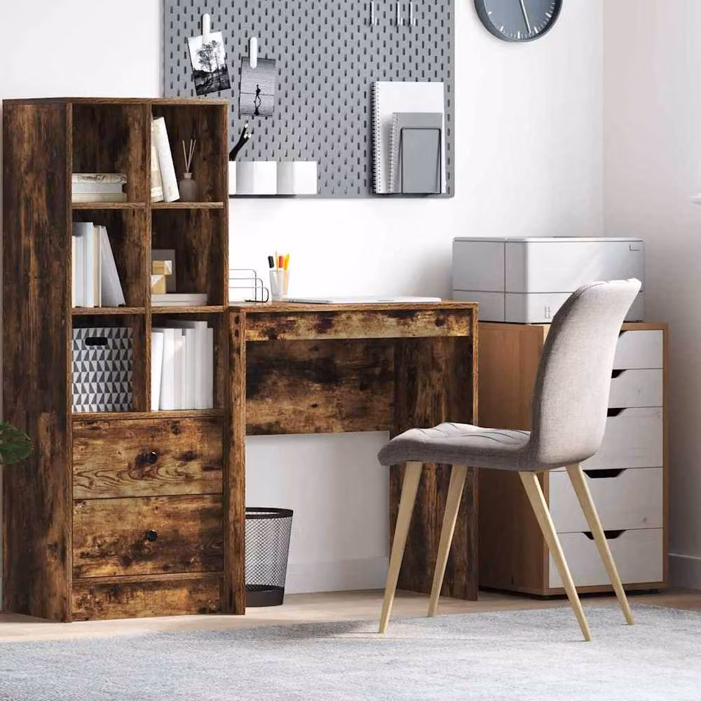 Berkfield Home Smoked Oak Writing Desk in Brown, W/D/H: 70 x 40 x 76 cm – 2