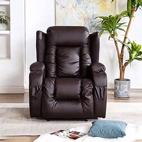 More4Homes Caesar Electric Automatic Recliner with Heat and Massage in Black Bonded Leather – 6