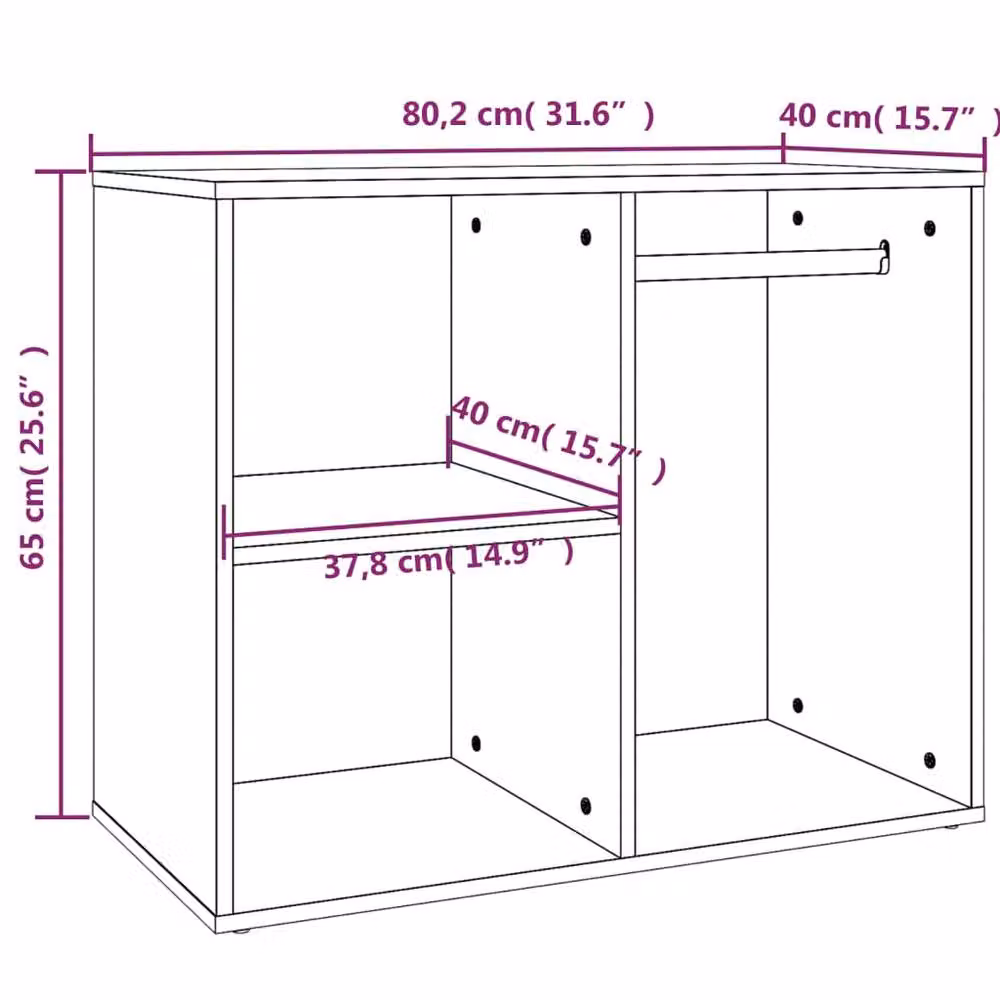 Berkfield Home Elegant Dressing Cabinet in Concrete Grey, W/D/H: 80 x 40 x 65 cm – 5