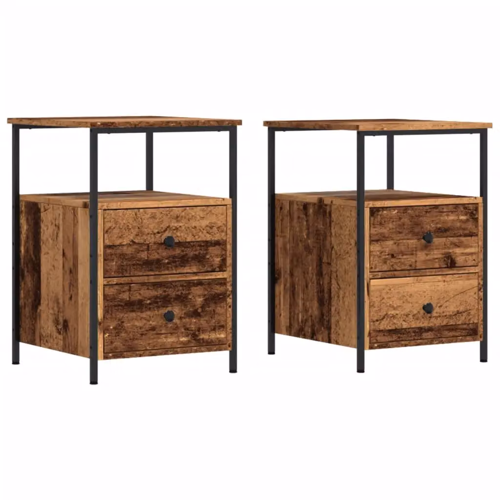Berkfield Home Set of 2 Bedside Cabinets in Old Wood Brown, W/D/H: 34 x 35.5 x 50 cm – 2