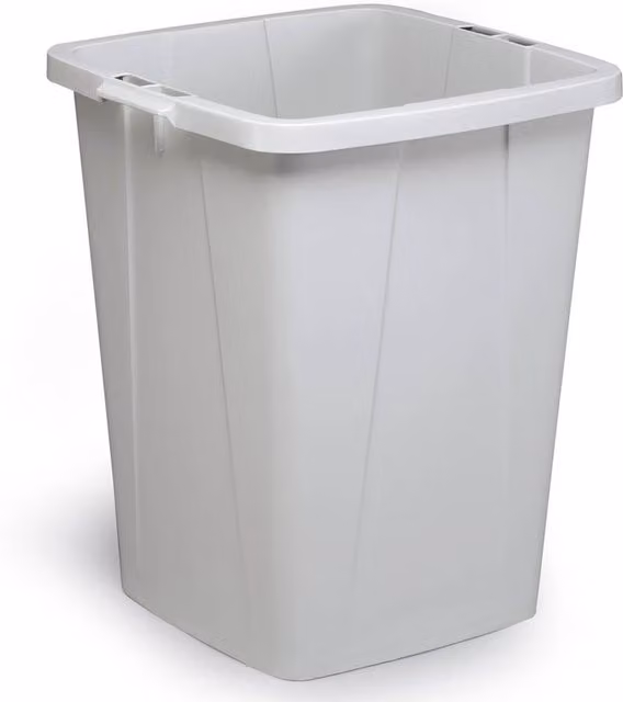 Durable Grey Plastic Waste Bin, 90 Litre