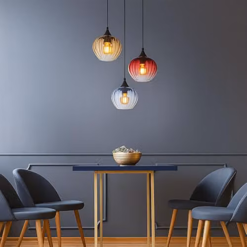 Globo Lighting Netlighting 3-Bulb Pendant Lamp with Multicolour Glass Shades, H 150 cm x W 45 cm – 2
