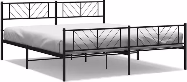 Berkfield Home Metal Bed Frame with Headboard and Footboard in Black, W/D/H: 193 x 203 cm