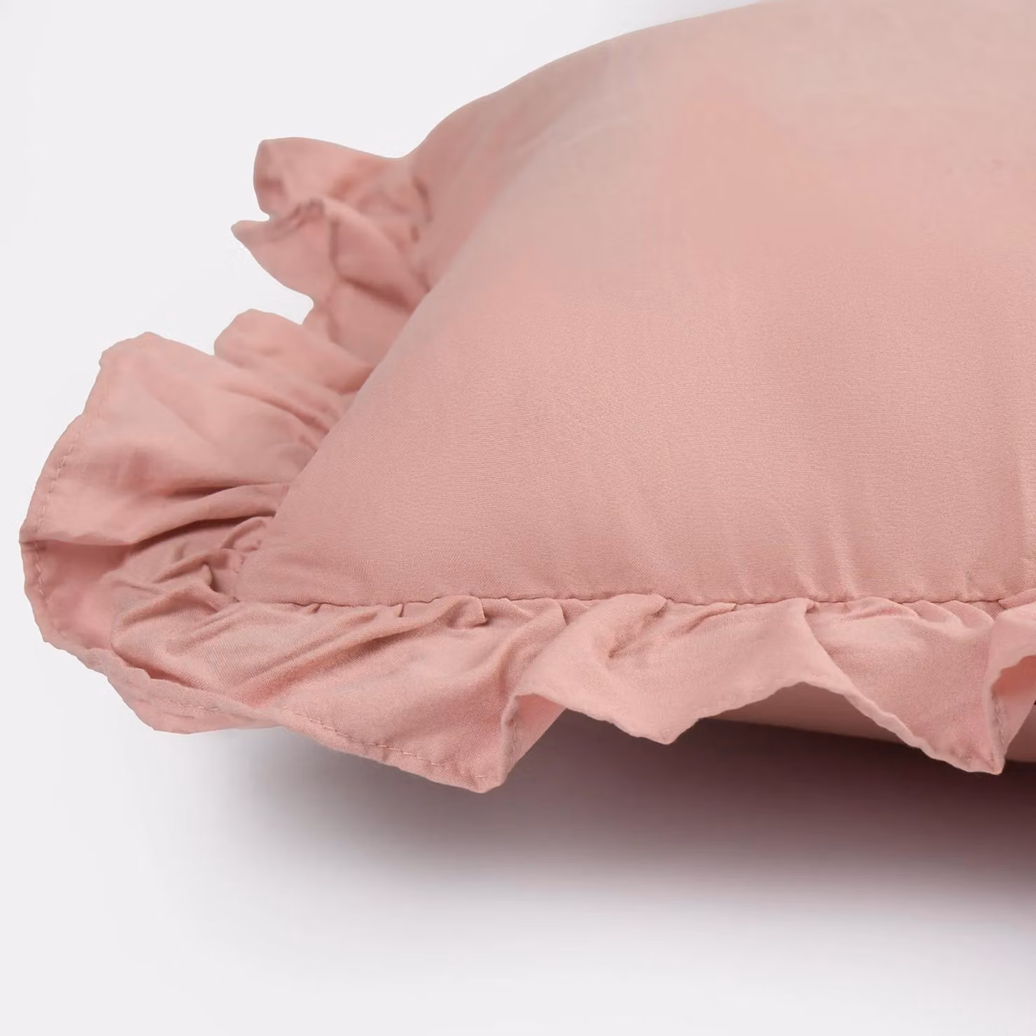 OHS 2 Pack Luxury Linen Frill Cushion Covers in Pink, W/D/H: 45 x 45 x 45 cm – 3