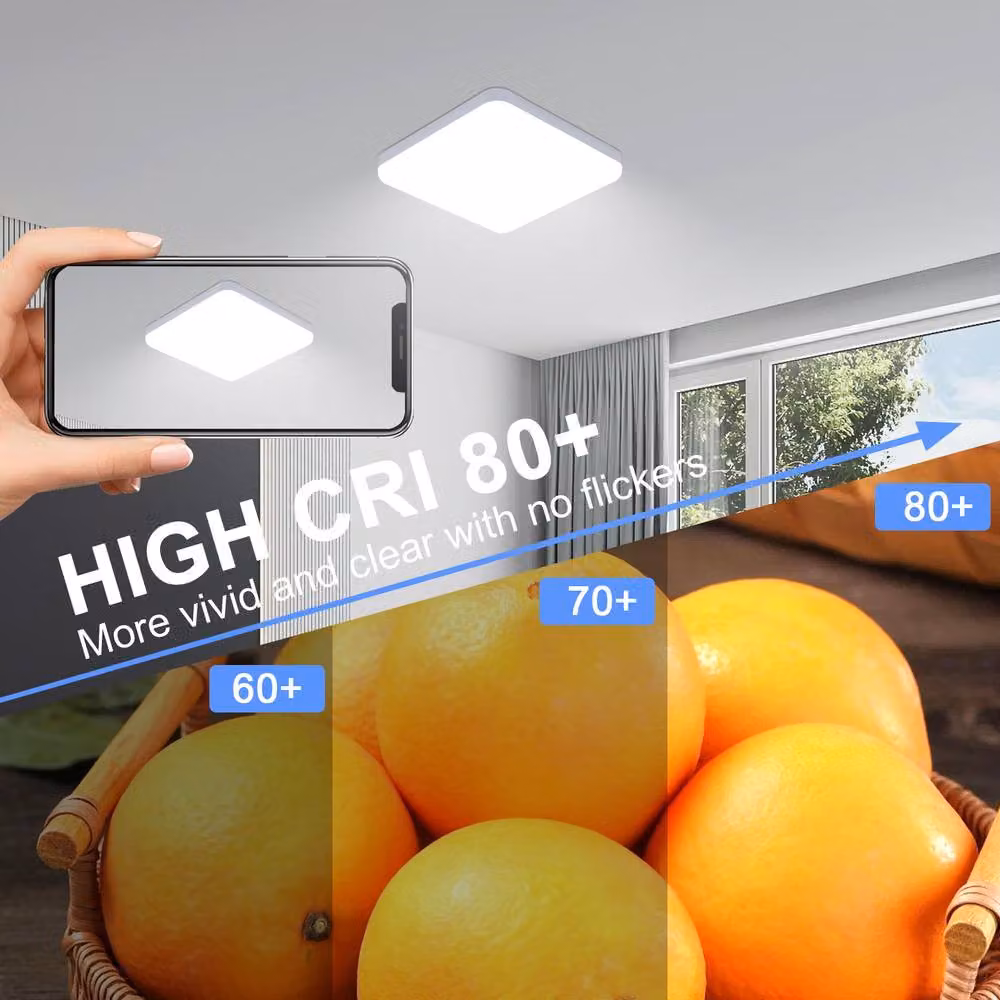 Pheashine Square LED Ceiling Light, Cool White 6500K, White, W/D/H: 25 x 25 x 5.5 cm – 3