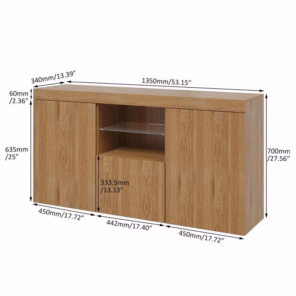KORVIXA Modern Brown Wooden TV Stand Unit with 3 Doors and Integrated Lighting, W/D/H: 100 x 100 x 100 cm – 2