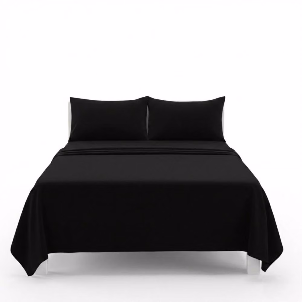 Snug City Easy Care Polycotton Flat Bed Sheet in Black, W/D/H: 140 x 200 cm – 2