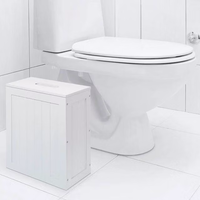EONLION Freestanding Toilet Roll Paper Holder Storage Box in White, Height: 50 cm
