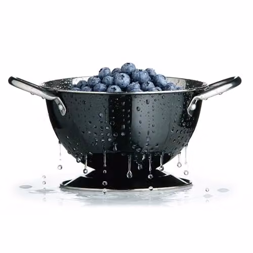 Orsina Collapsible Stainless Steel Colander with Handles, Black, W: 17 cm, D: 14 cm, H: 10 cm