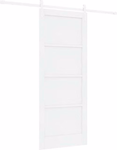 Berkfield Home Modern Lacquered White Sliding Wood Door with Hardware Set W: 83 cm, H: 202 cm