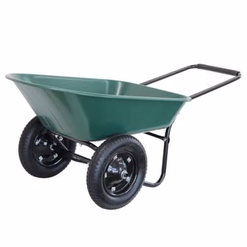 Oypla Heavy Duty 70L Two Wheeled Plastic Wheelbarrow with Pneumatic Tyre, Green, W/D/H: 65 x 140 x 65 cm – 1