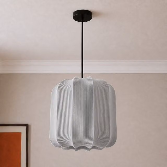 CGC Lila Grey Cylinder Ribbed Stretch Cotton Fabric Lampshade