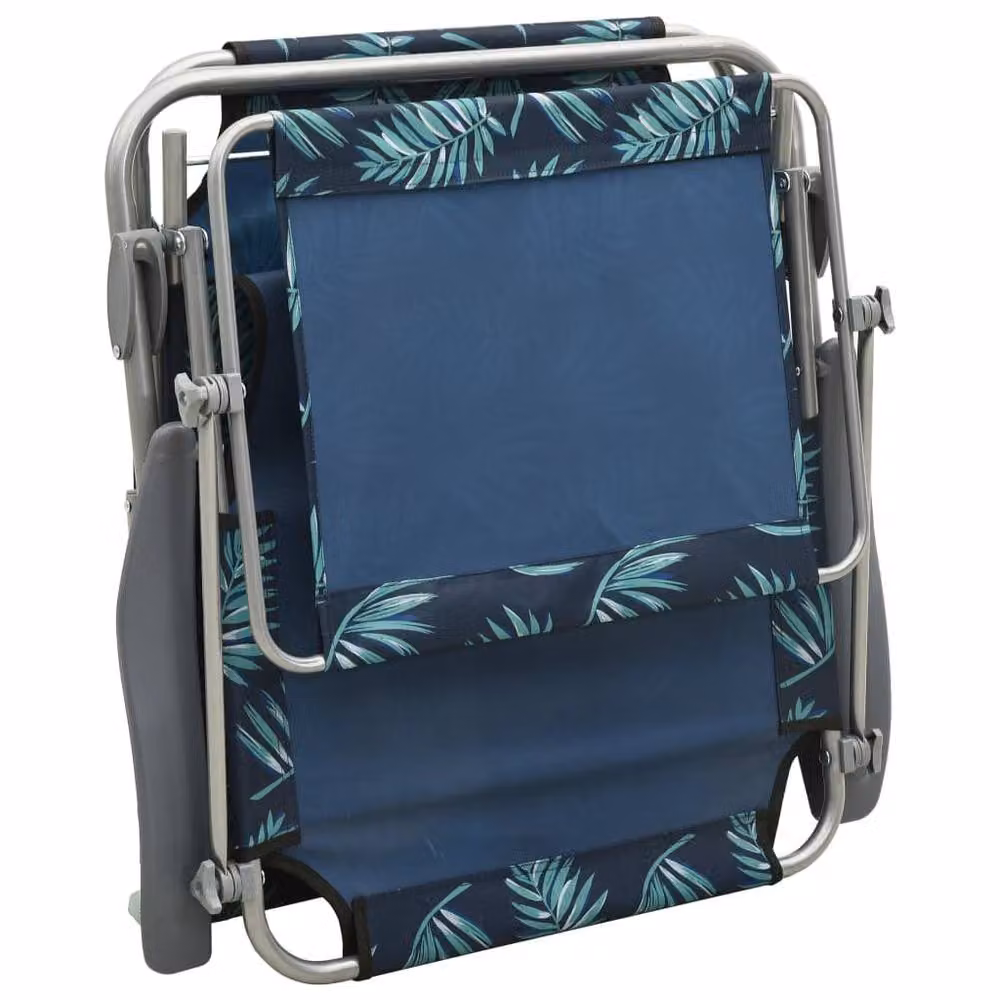 Berkfield Home Sun Lounger with Canopy in Navy Blue Steel with Floral Print W/D/H: 120 x 71.5 x 108.5 cm – 6