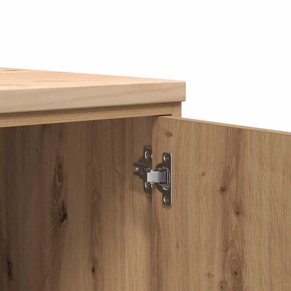 Berkfield Home Artisan Oak Garage Storage Cabinet in Brown, Solid Wood Pine with Hinged Doors, W/D/H: 40 x 51 x 85 cm – 3