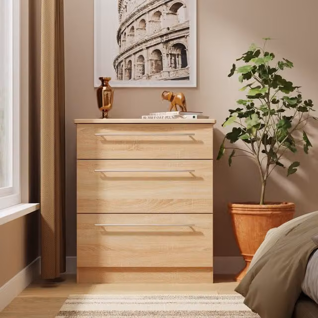 Sherwood Ready Assembled 3 Drawer Deep Chest in Bardolino Oak