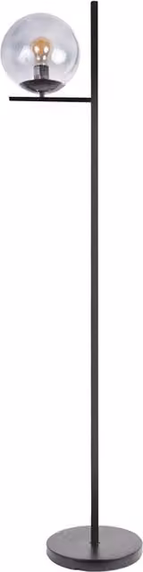 ValueLights Industrial Style Metal Floor Lamp with Transparent Glass Sphere Shade in Black and Chrome