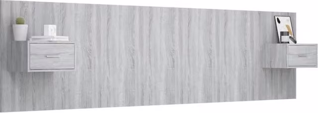 Berkfield Home Classic Bed Headboard with Integrated Nightstands and Side Compartments, Grey, W/D/H: 180 x 48.5 x 32.5 cm – 1
