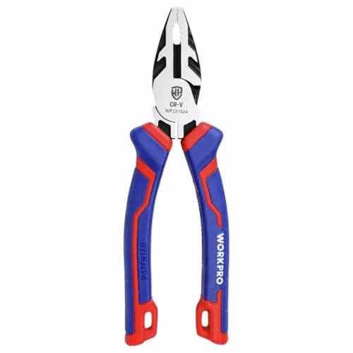 WORKPRO Red Chrome Vanadium Combination Pliers 180mm