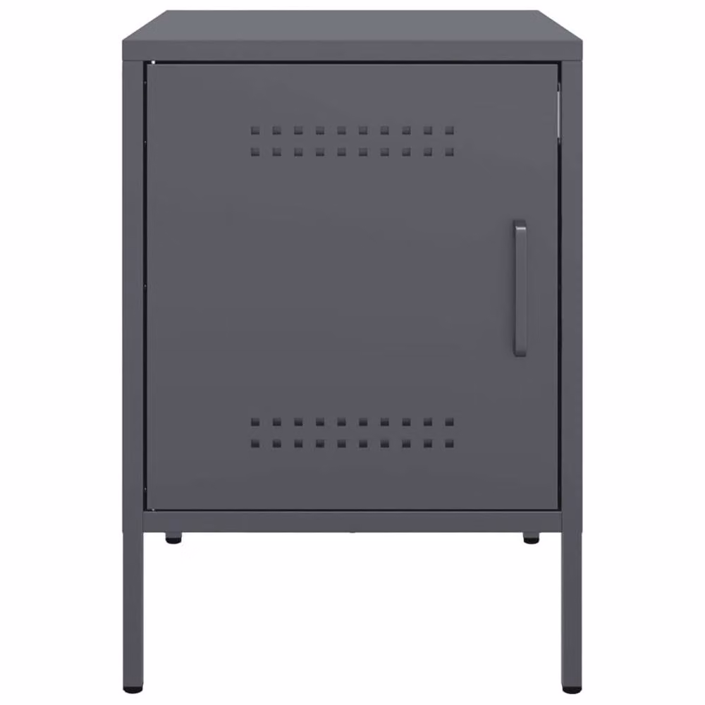 Berkfield Home Durable Metal Bedside Cabinets, 2 Pack, Anthracite Grey, W/D/H: 36 x 39 x 50.5 cm – 3