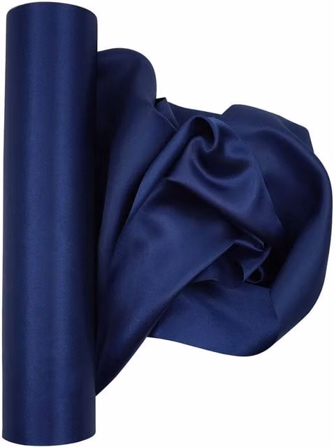 Neel Blue Solid Satin Fabric Roll in Navy for Wedding Décor and Drapery, W: 20 cm, H: 29 cm – 1