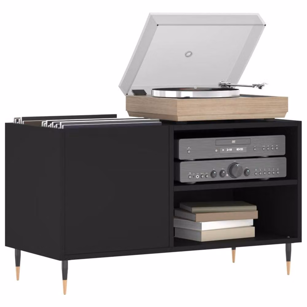 Berkfield Home Record Cabinet in Black, W/D/H: 85 x 38 x 48 cm – 3