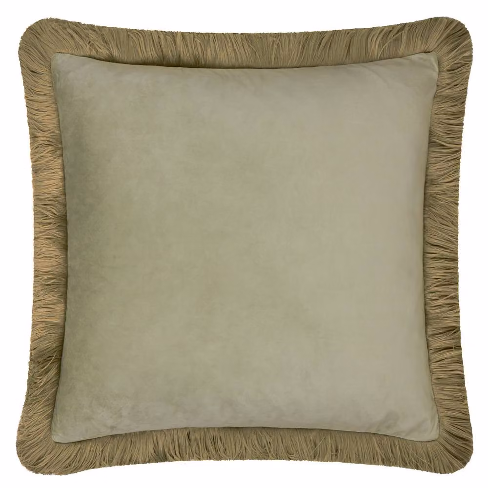 Furn Halo Fringed Velvet Cushion in Green, W/D/H: 50 x 50 x 50 cm – 2