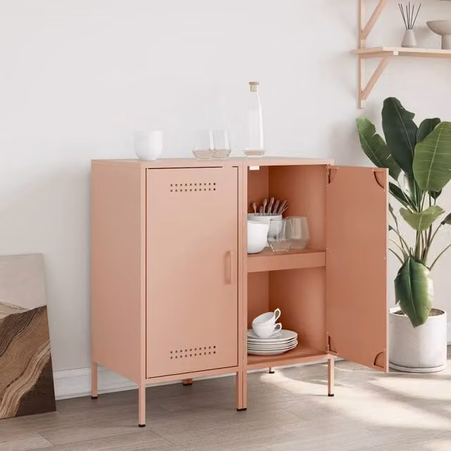Berkfield Home Set of 2 Pink Metal Sideboards, W/D/H: 36 x 39 x 79 cm – 1
