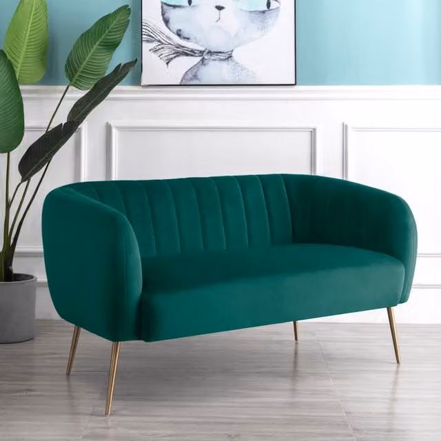 Artemis Home Matilda 2 Seat Velvet Upholstered Sofa in Green