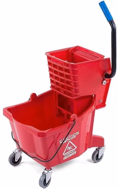 London Boutique 32L Commercial Mop Bucket with Side Press Wringer in Red