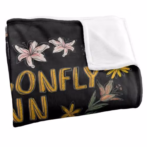 Warner Bros. Gilmore Girls Dragonfly Inn Chalk Floral Heart Super Soft Microfibre Throw Blanket, Multicolour, W: 152 cm, D: 127 cm – 2
