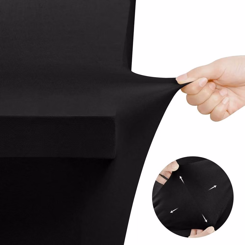 VOGREX Black Rectangular Spandex Stretch Trestle Table Cover – 3