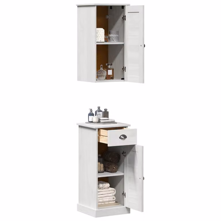 Berkfield Home 2-Piece Rustic Bathroom Furniture Set in Brown and White, W/D/H: 37 x 34 x 80 cm