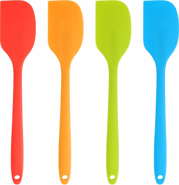 Joeji's Kitchen Heat Resistant Silicone and Stainless Steel Spatula Set of 4 in Red, Orange, Blue and Green