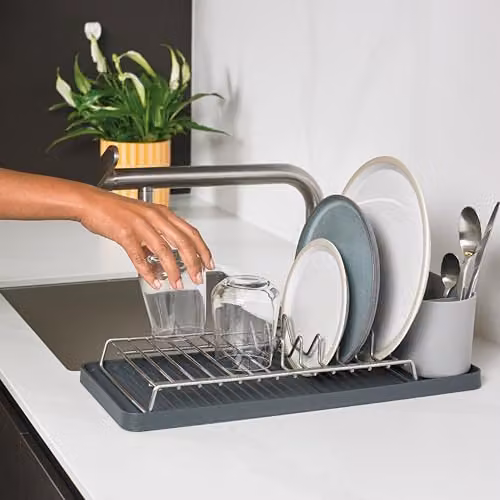 ReBorn Recycled Grey Dish Rack with Cutlery Holder and Drip Tray – 2