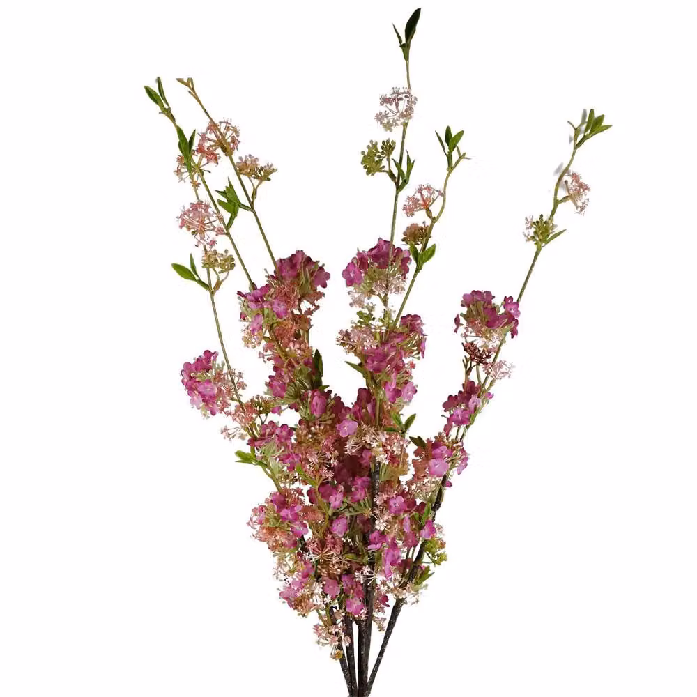 Leaf Pack of 6 Pink Artificial Blossom Spray Stems, 100 cm – 2