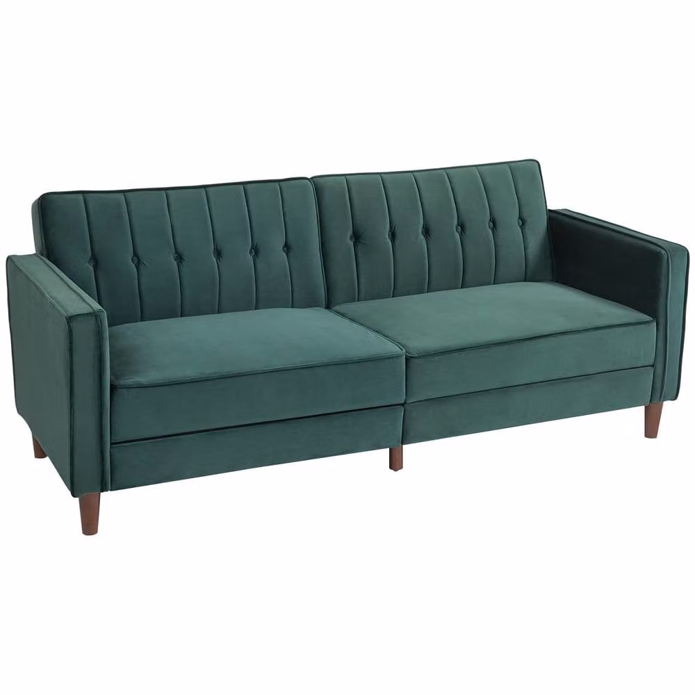Wyld Haus Babano 3 Seater Convertible Sofa Bed in Forrest Green Velvet Fabric – 2