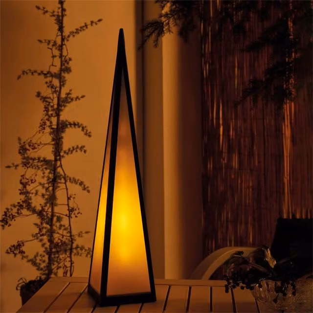 Luxform Batt 1X Garden Pyramid in Black, Height: 60 cm