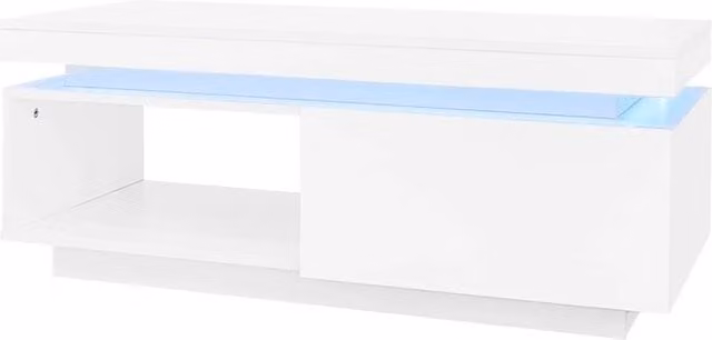 ERGOVEXA LED Coffee Table with Drawer Storage in White High Gloss – 1