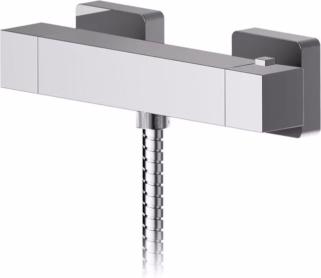 Balterley Wall Mounted Thermostatic Bar Valve with Bottom Outlet in Silver and Chrome, W: 55 mm, H: 275 mm