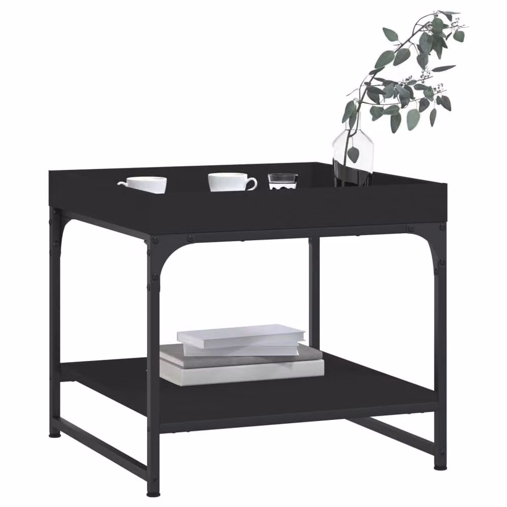 Berkfield Home Black Square Coffee Table in Engineered Wood W/D/H: 49.5 x 49.5 x 45 cm – 3