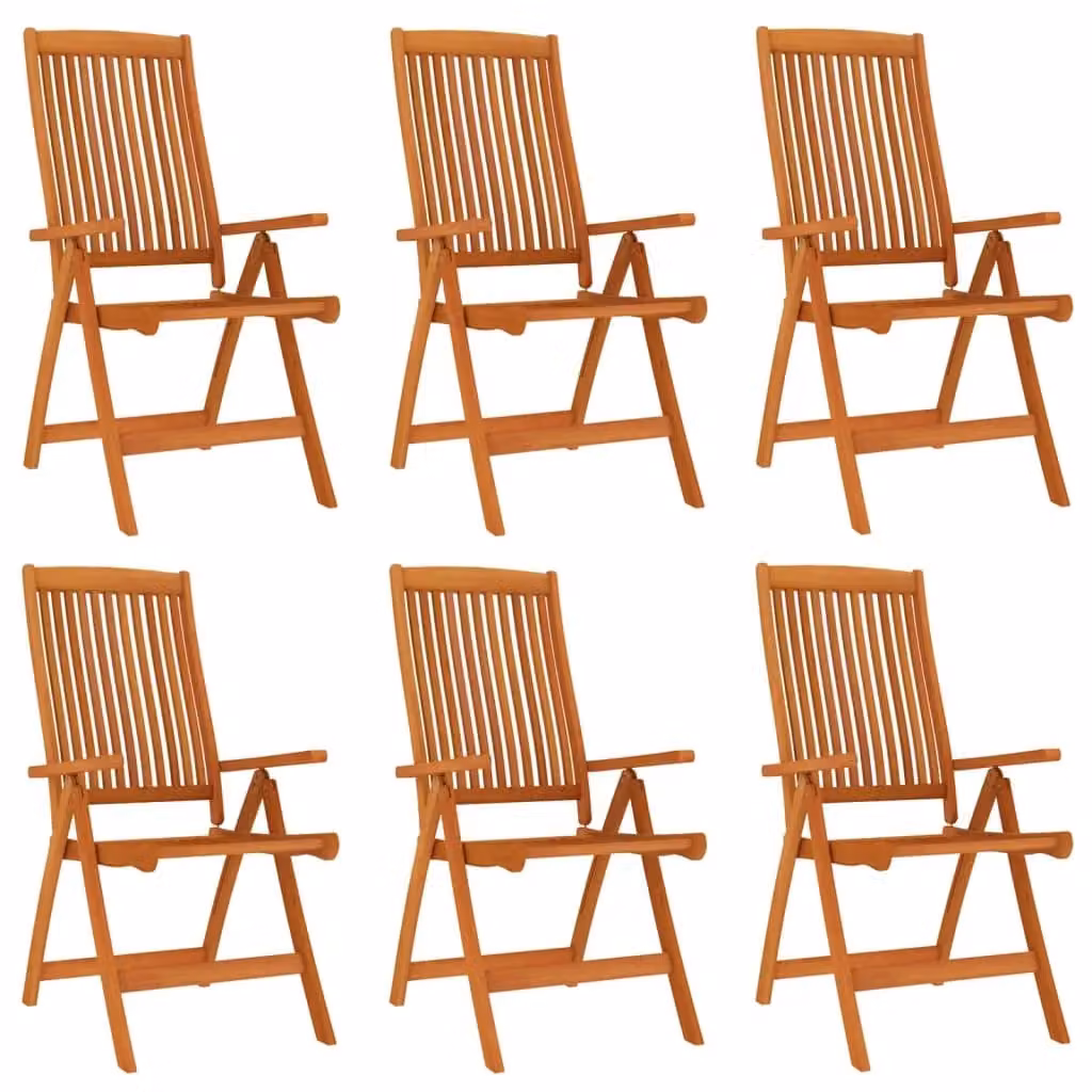 Berkfield Home Set of 6 Folding Garden Chairs in Brown Solid Eucalyptus Wood – 1